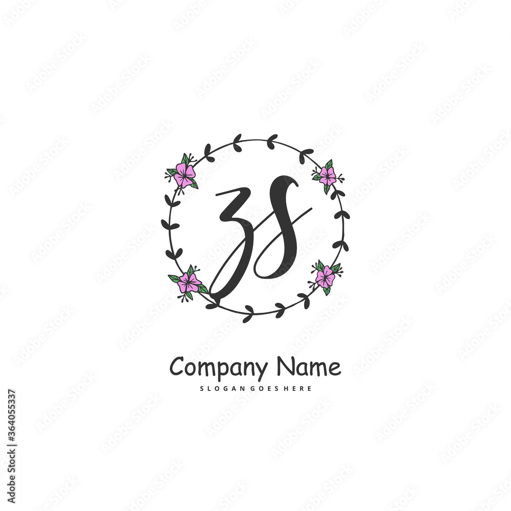 Z S ZS Initial handwriting and signature logo design with circle. Beautiful design handwritten logo for fashion, team, wedding, luxury logo.