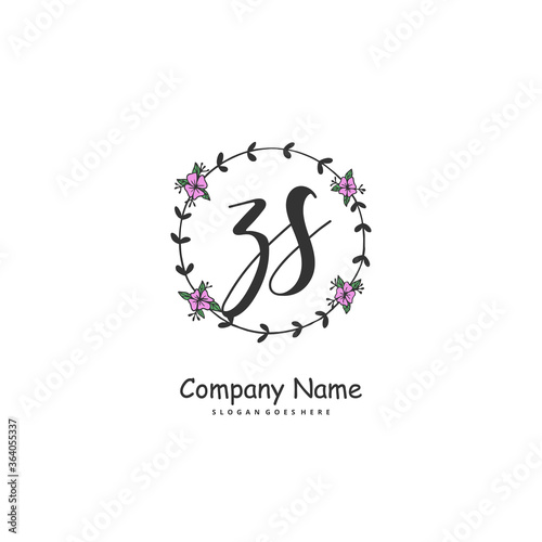 Z S ZS Initial handwriting and signature logo design with circle. Beautiful design handwritten logo for fashion  team  wedding  luxury logo.