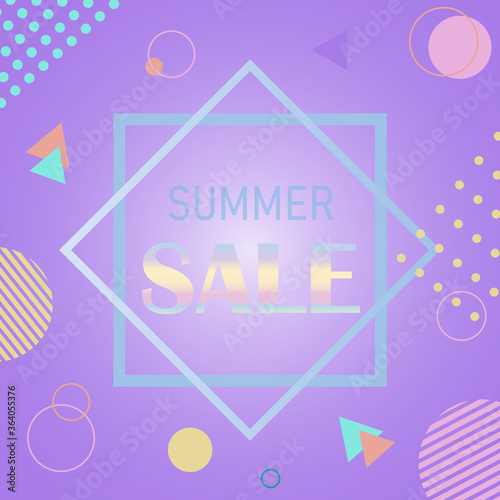 Summer sale bright banner. Memphis style. Geometric  banner. Vector illustration.