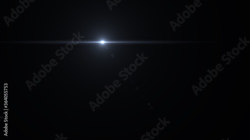 Lens flare light on black background.