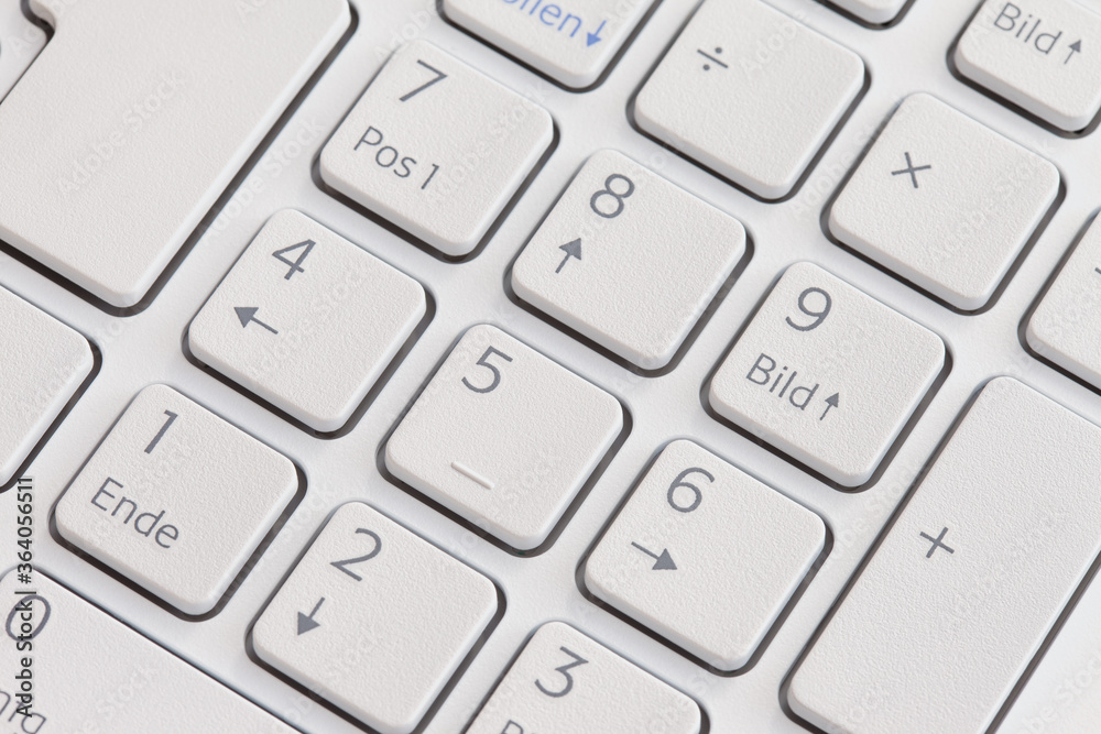 German Language Computer Keyboard - White Numpad - DE, GER German Language Computer Keyboard - White Numpad - DE, GER