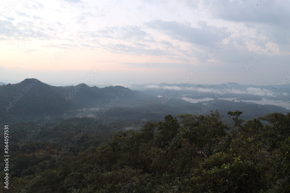 Beautiful landscape in mountains at sunrise, travel concept background, Pitsanulok Thailand