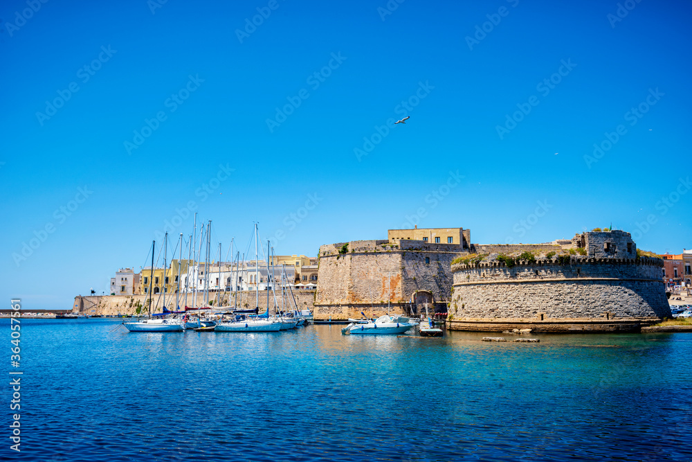 View of Gallipoli old town and harbour, Puglia Region, South Italy
