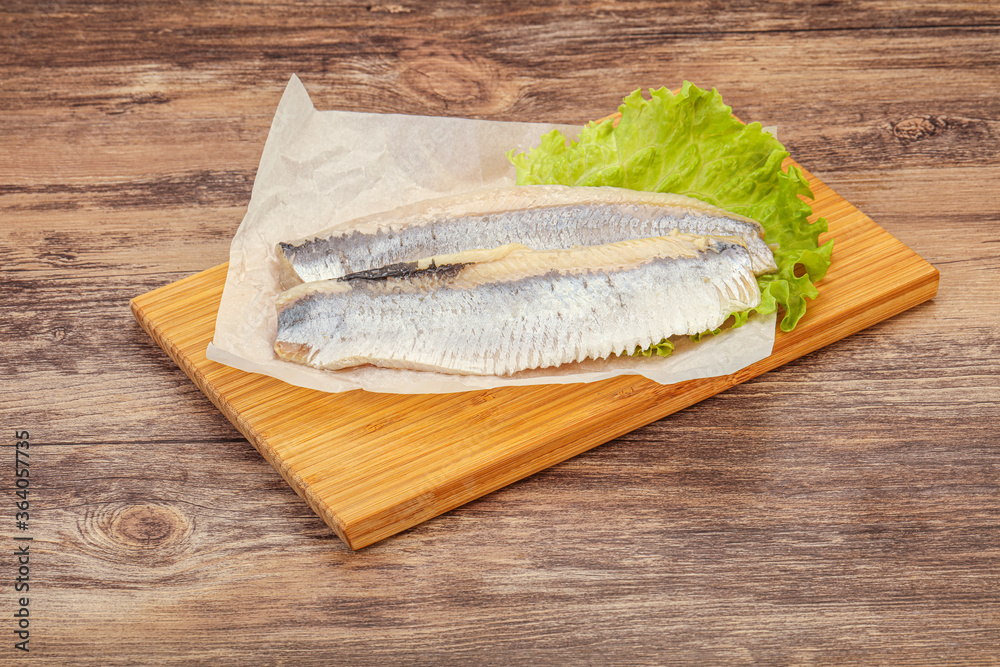 Herring fillet with salad leaves Herring fillet with salad leaves