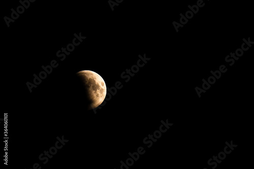 Lunar eclipse begins.