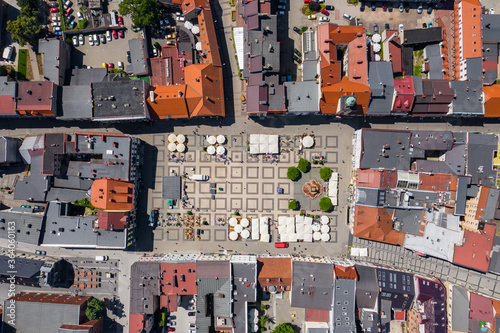 Rybnik. Poland. Aerial view of main square and city center of Rybnik, Upper S...