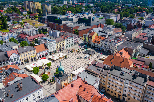 Rybnik. Poland. Aerial view of main square and city center of Rybnik, Upper Silesia. Poland.