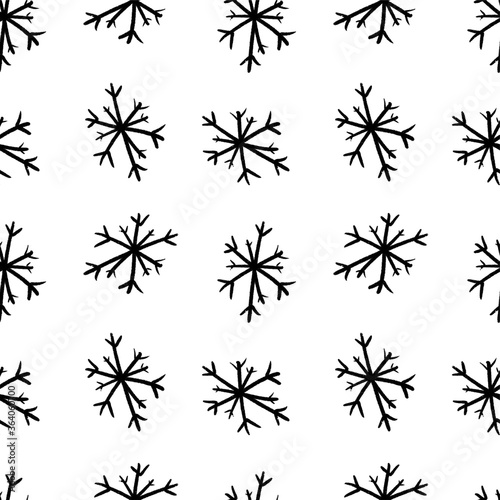 Seamless pattern with snowfields. Black and white. Holiday, birth, new year, winter.
