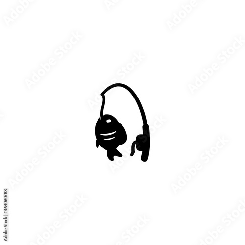 Fishing Pole Vector Icon. Fishing tackle, rod, fish hunting - Vector