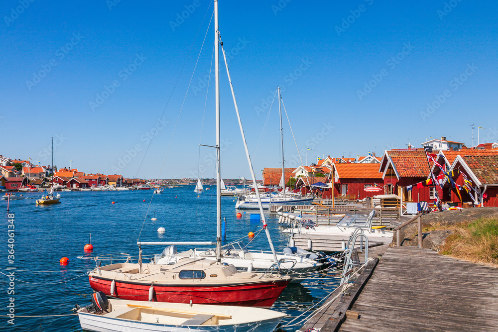 Boats at the dock in Fiskebackskil an old swedish fishing village
