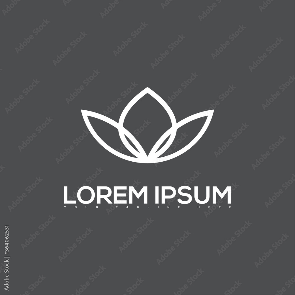 abstract white line flower logo