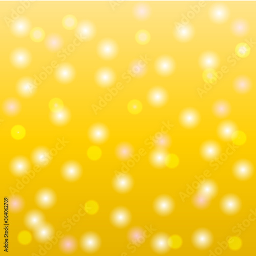 Yellow bright shiny summer background with bokeh and lights. Vector illustration.