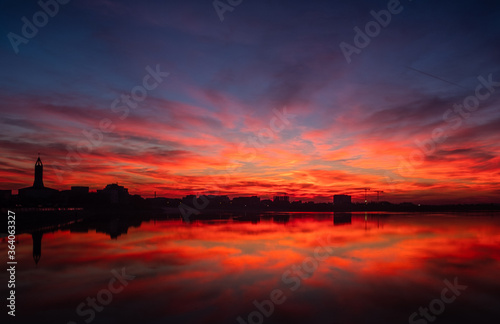 Bucharest sunset at Lacul Morii lake © Topa