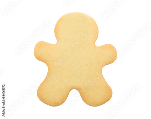 Gingerbread man without colored glaze. Cookies on a white background, isolate