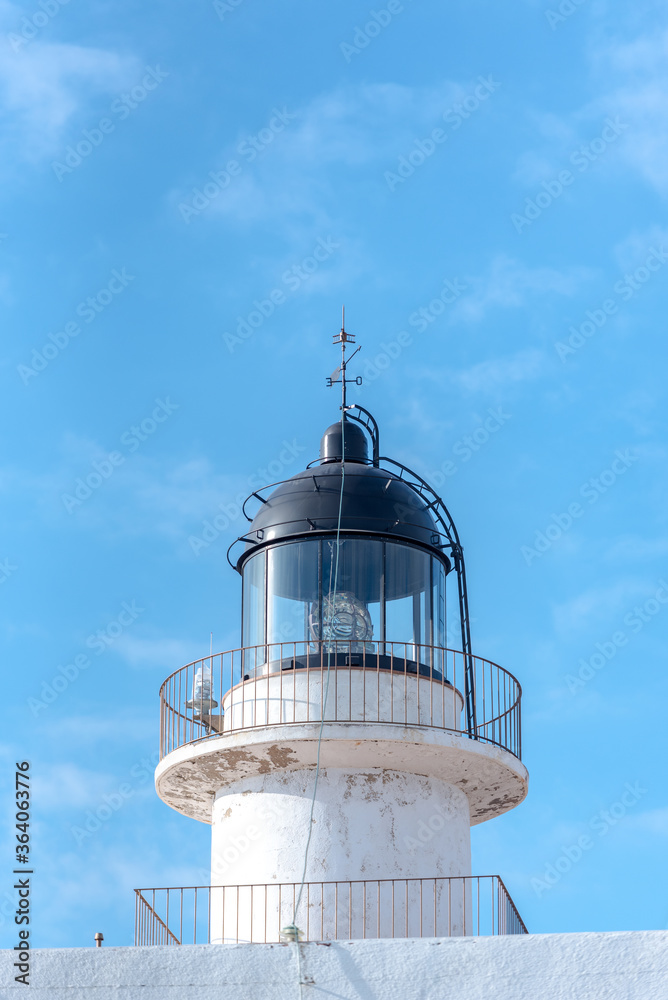 Sea landscape with Cap de Creus, natural park. Eastern point of Spain, Girona province, Catalonia. Famous tourist destination in Costa Brava. Sunny summer day with blue sky and clouds