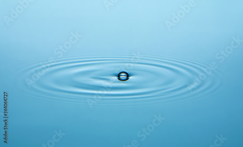 close up of drop and ripples on a water surface.