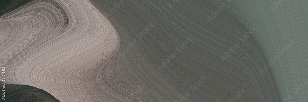 Naklejka premium abstract moving designed horizontal header with dim gray, rosy brown and very dark blue colors. fluid curved lines with dynamic flowing waves and curves for poster or canvas