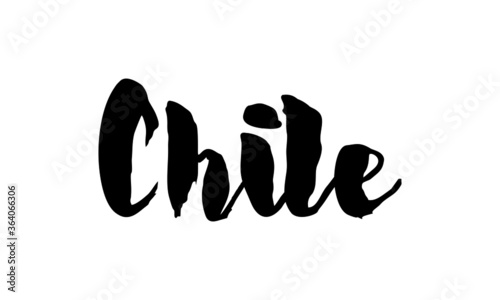 Chile Country Name Handwritten Text Calligraphy