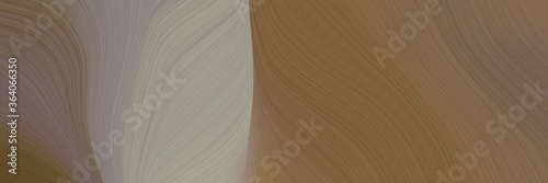 abstract moving designed horizontal header with pastel brown, rosy brown and gray gray colors. fluid curved flowing waves and curves for poster or canvas