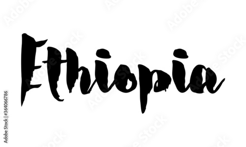 Ethiopia Country Name Handwritten Text Calligraphy