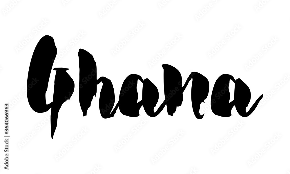 Fototapeta premium Ghana Country Name Handwritten Text Calligraphy