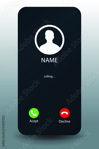 Mobile call screen template. Call screen smartphone interface mockup. Web app ui display template. Vector illustration. EPS 10