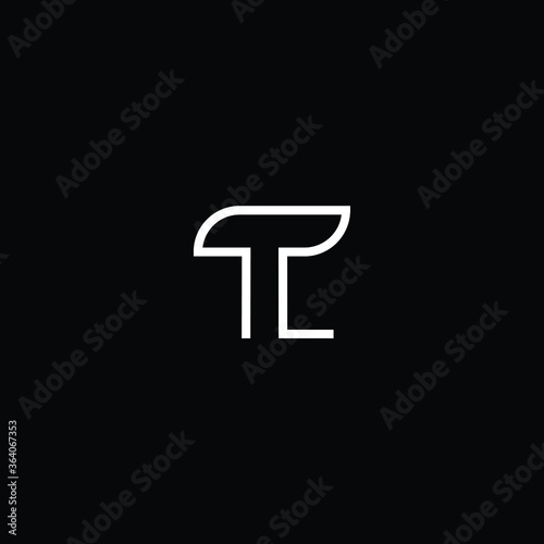 Minimal elegant monogram art logo. Outstanding professional trendy awesome artistic TL LT initial based Alphabet icon logo. Premium Business logo white color on black background