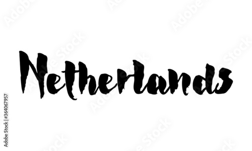 Netherlands Country Name Handwritten Text Calligraphy