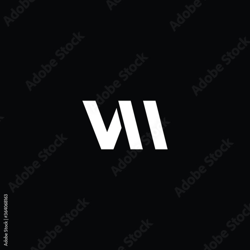 Minimal elegant monogram art logo. Outstanding professional trendy awesome artistic VM MV initial based Alphabet icon logo. Premium Business logo white color on black background