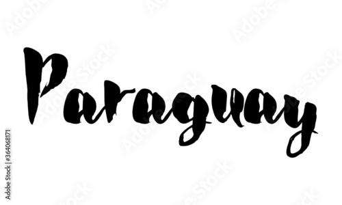 Paraguay Country Name Handwritten Text Calligraphy Black Color Text  on White Background