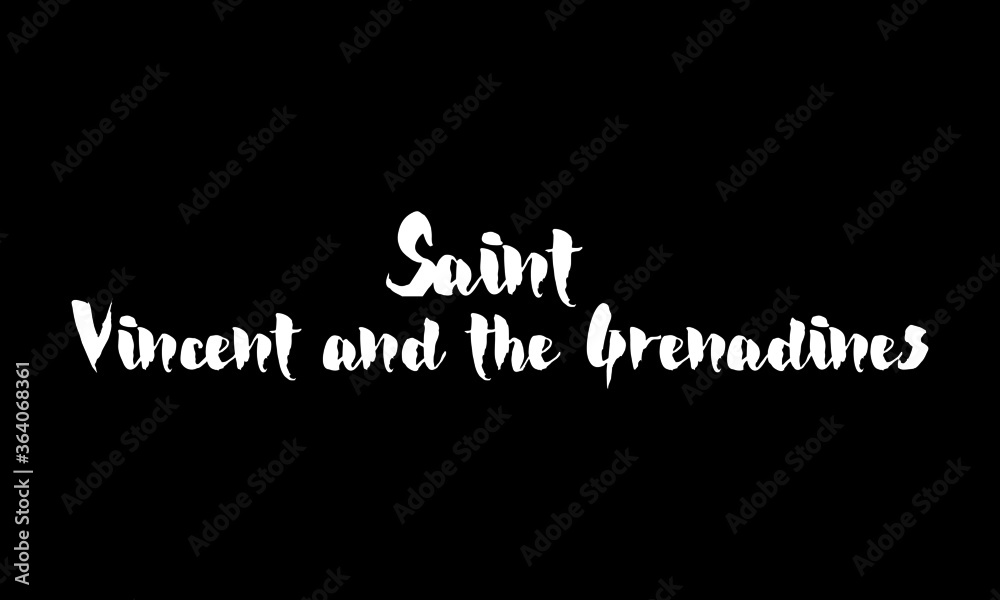 Saint Vincent and the Grenadine Country Name Handwritten Text Calligraphy Black Color Text 