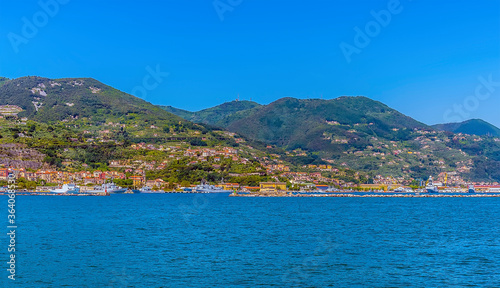 A panorama view towards Marola, adjacent to La Spezia, Italy in the summertime