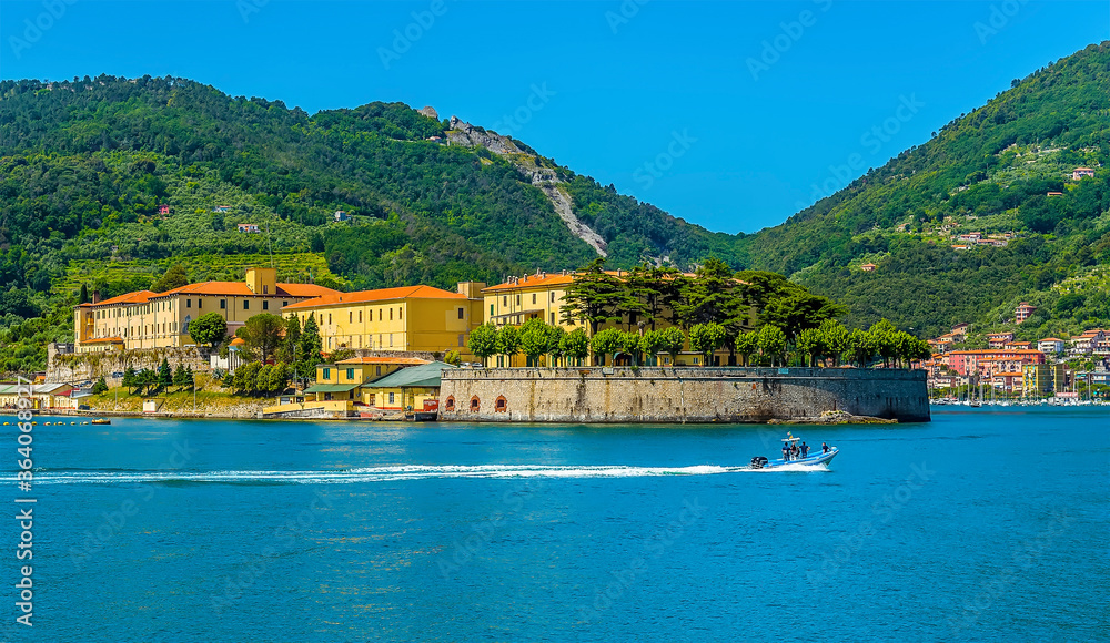 A view towards La Grazie between La Spezia and Porto Venere, Italy in the summertime
