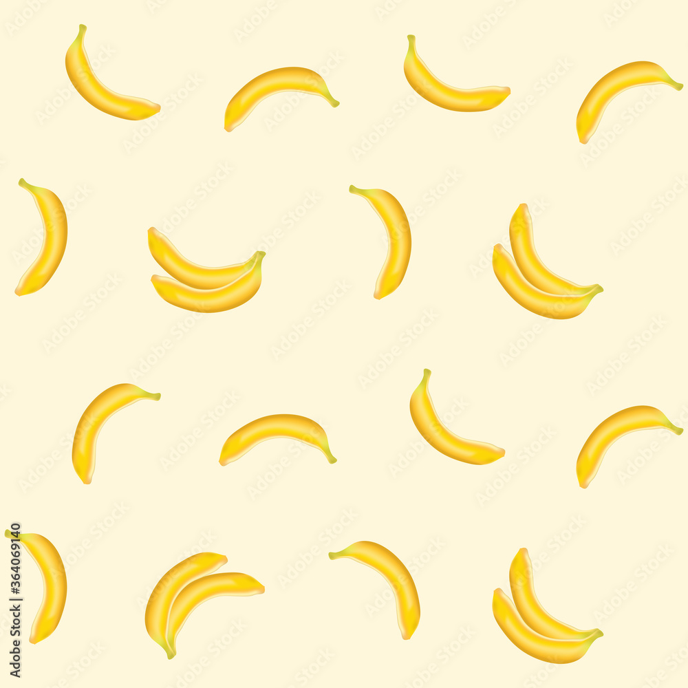 Yellow Banana seamless pattern. Ripe bananas isolated on beige background. Yellow Banana seamless pattern. Ripe bananas isolated on beige background.