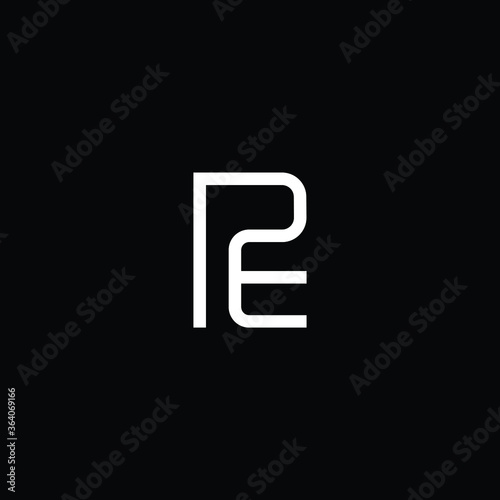 Minimal elegant monogram art logo. Outstanding professional trendy awesome artistic PE EP initial based Alphabet icon logo. Premium Business logo white color on black background