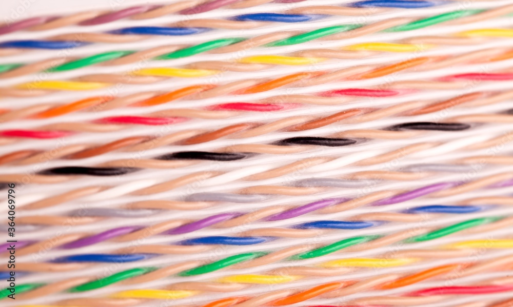 Close-up colored wires lie next to each other Close-up colored wires lie next to each other