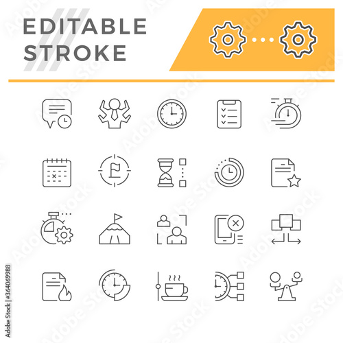Set line icons of time management
