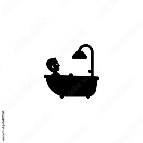 Bathtub vector flat icon. Isolated bathroom, shower tap illustration