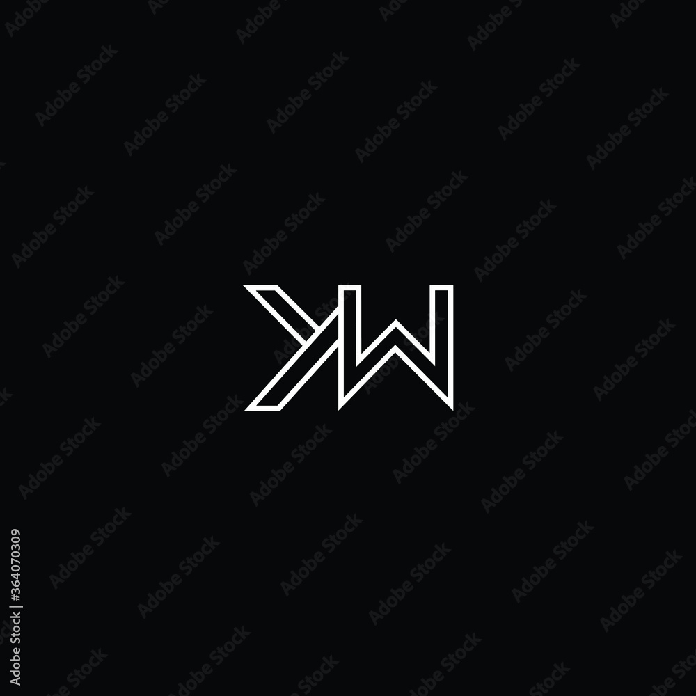 Minimal elegant monogram art logo. Outstanding professional trendy awesome artistic KW WK initial based Alphabet icon logo. Premium Business logo white color on black background Minimal elegant monogram art logo. Outstanding professional trendy awesome artistic KW WK initial based Alphabet icon logo. Premium Business logo white color on black background