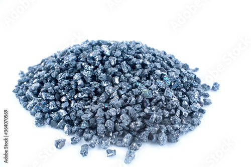 Silicon carbide in petri dish on white background