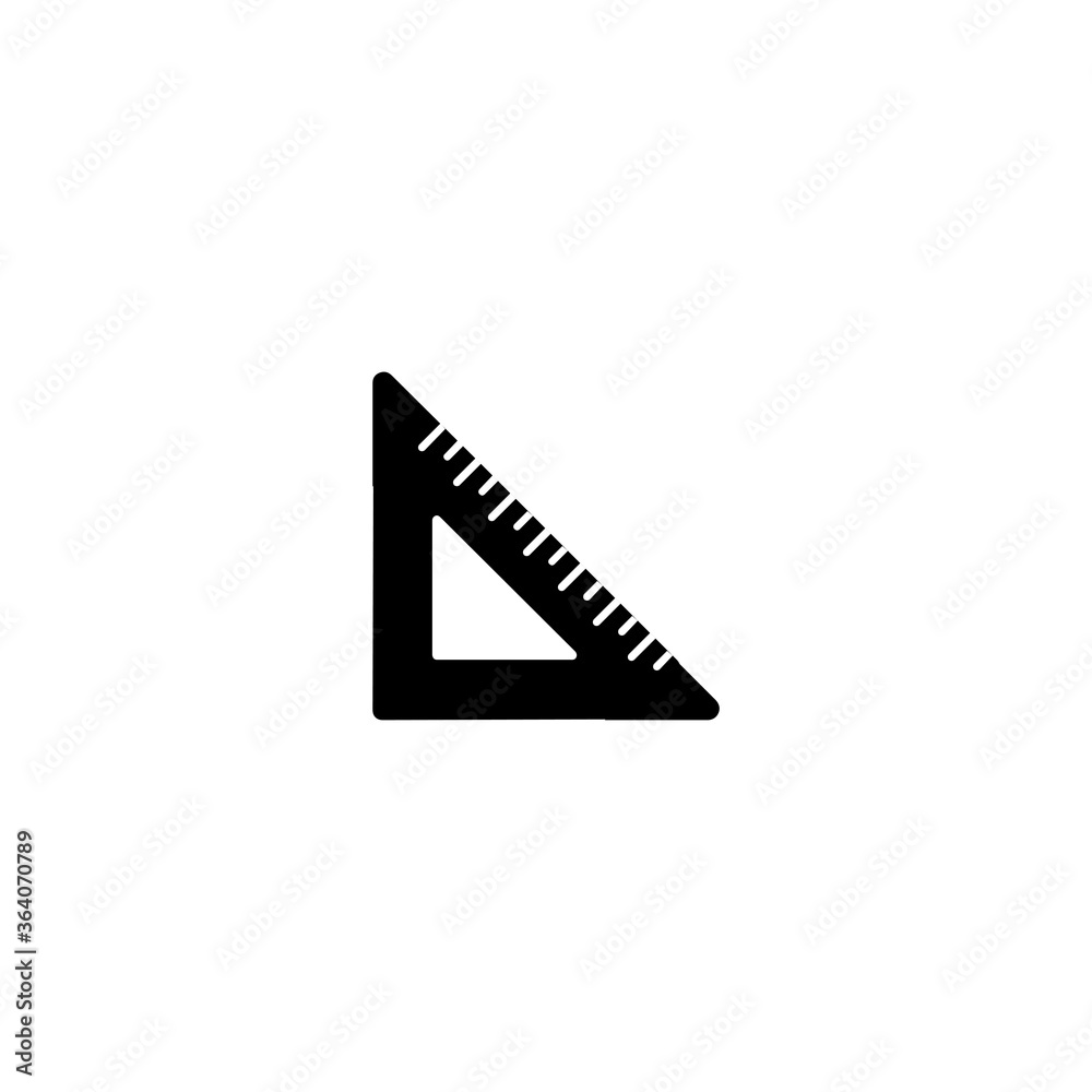 Triangular ruler vector icon. Isolated ruler illustration