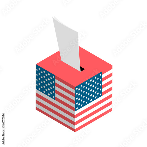 USA election. Ballot box with American flag