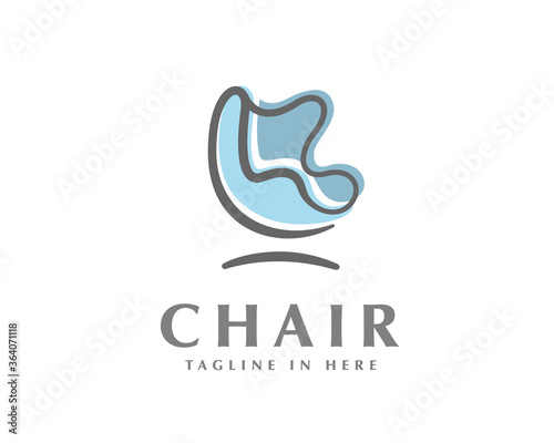 line art watercolor chair office logo design vector icon illustration element isolated