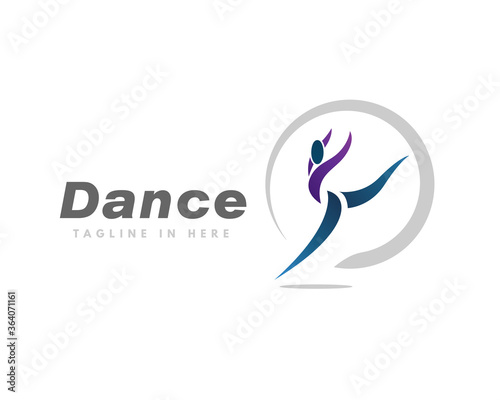 Abstract circle human dance logo symbol design vector illustration
