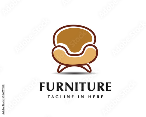 sofa chair house furniture logo symbol design illustration