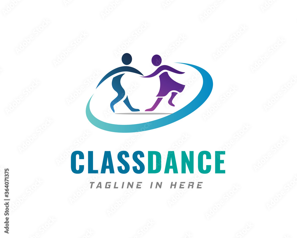 circle couple dance class logo design symbol illustration Stock Vector
