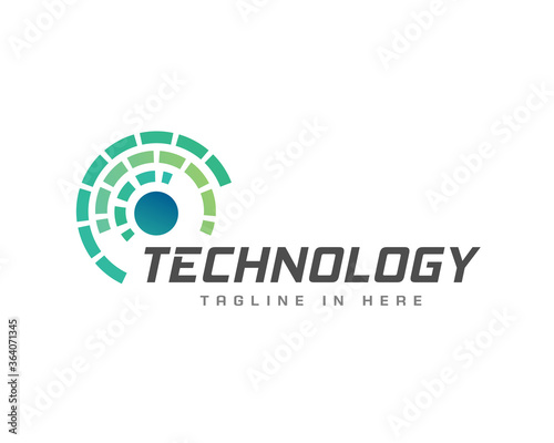 Circle Tech System Optic logo symbol design illustration