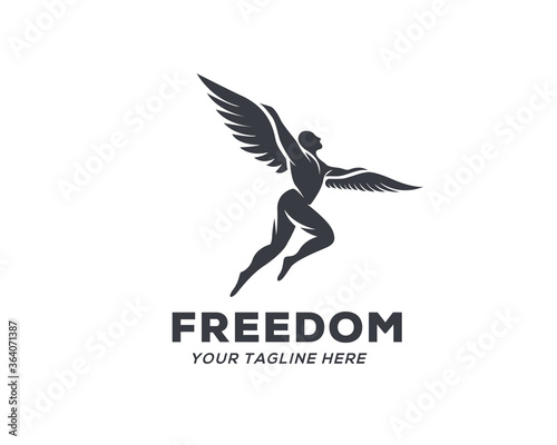 Human fly freedom angel logo symbol design illustration