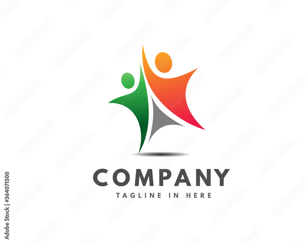 Fototapeta premium human success team star raise reach star logo symbol icon design illustration