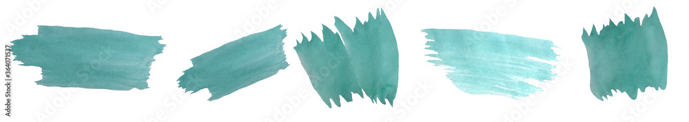 Watercolor stains. Set of emerald and blue spots. Separate on a white background. Watercolor illustration for print and art design. High photo Watercolor stains. Set of emerald and blue spots. Separate on a white background. Watercolor illustration for print and art design. High photo